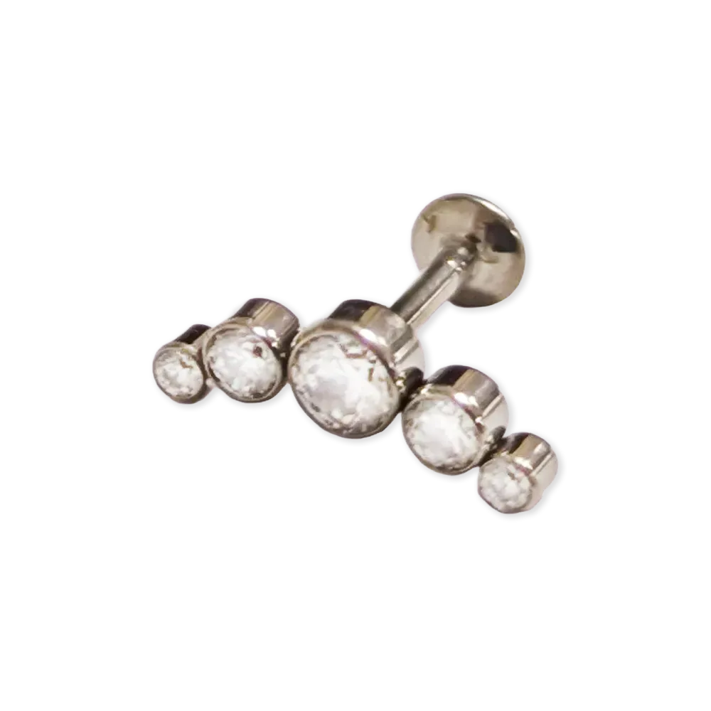 Claw set, silver coloured gem crescent shaped body jewellery stud