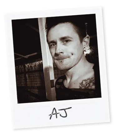 Polaroid image of piercer AJ from Bournemouth