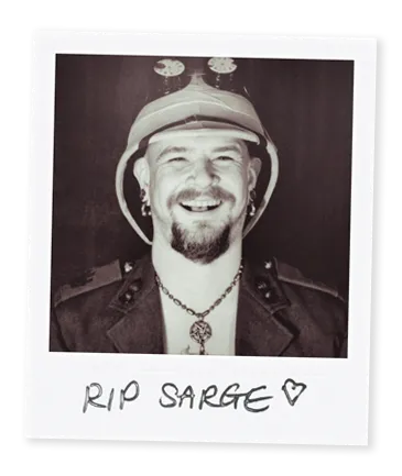 Polaroid of smiling piercer Sarge from Bournemouth wearing fancy dress