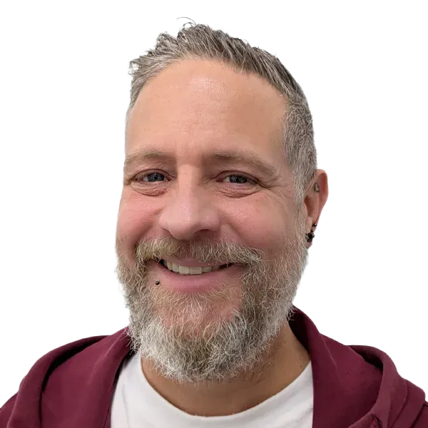 Portrait of Simon, a body piercer at Metal Fatigue Piercing in Bournemouth
